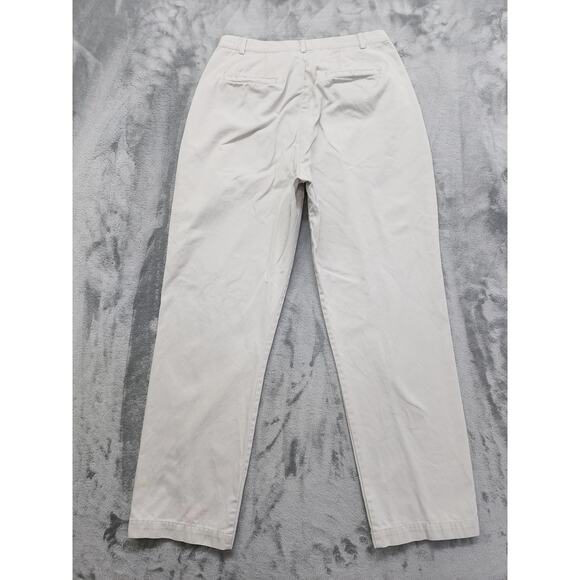 Lands End High Rise Tapered Chino Pant Size 10 Beige Cotton Casual Office Preppy - Picture 2 of 11
